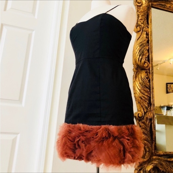 Leyendecker LA Honore Ruffle Hem Mini Dress Y2k  in Black Rose NWT - Picture 4 of 9